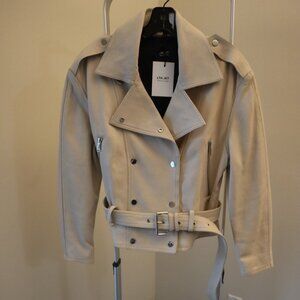 Leather Jacket LTH JKT Pink Biker Snap Women's Size Small New with Tag $795